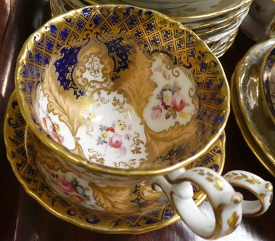 Lot 300 - A group of 19th century floral painted tea wares including Minton and others (two trays)