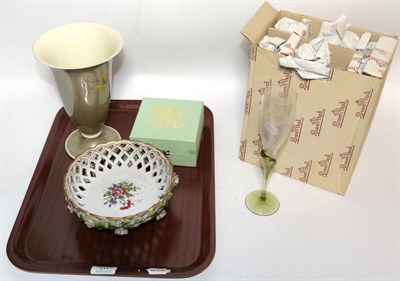 Lot 311 - A boxed Herend trinket box; a Rosenthal vase; a set of six Rosenthal champagne flutes and a...