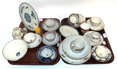 Lot 327 - A quantity of 18th and 19th century English ceramics including Delft plate, Pratt ware caddy,...