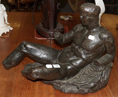 Lot 369 - A Victorian cast spelter reclining figure, after the antique