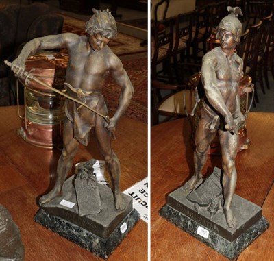 Lot 370 - After the antique, pair of figures, bases bearing mark E Picault