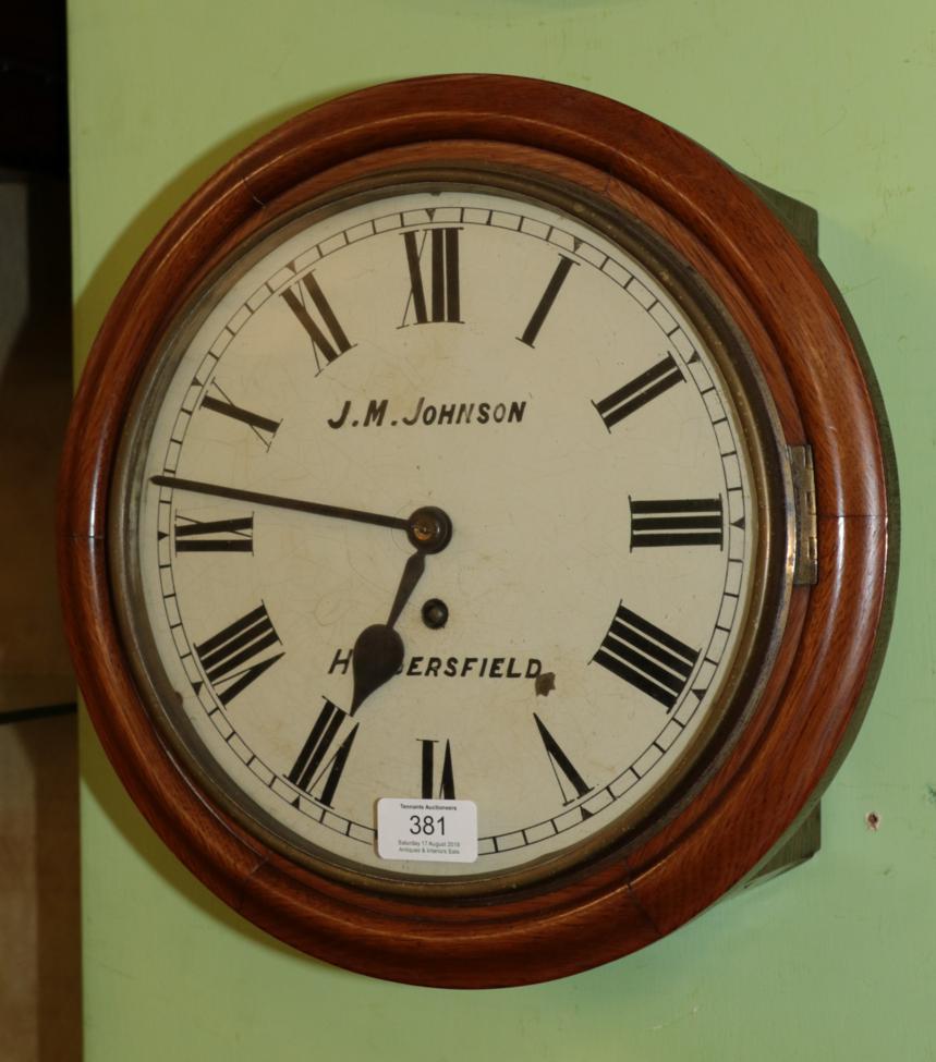 Lot 381 - A 10-inch dial single fusee wall timepiece, dial signed J M Johnson, Huddersfield