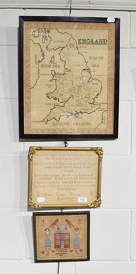 Lot 1004 - 20th Century map sampler of England, depicting the English and Welsh counties, within a cream...