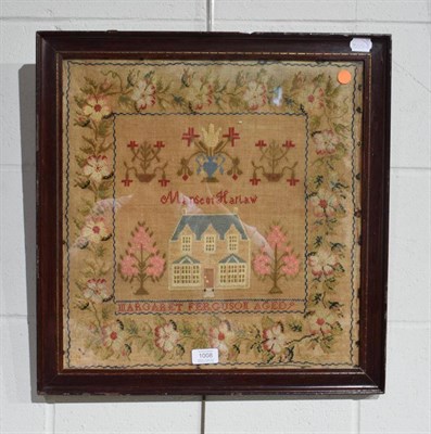 Lot 1008 - 19th century framed Scottish wool work picture, depicting the Manse of Harlaw worked by...