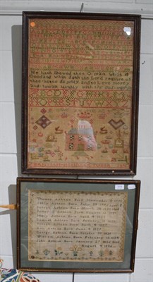Lot 1016 - Large alphabet sampler with central verse, worked by Christian Henry, dated October 1816, depicting