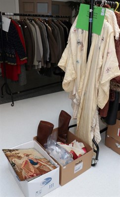 Lot 1032 - Assorted items including a pair of gents brown leather lace up riding boots, pair of ladies...