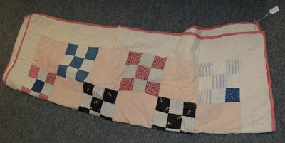 Lot 1053 - Canadian Red Cross Society Quilt, worked in a design of alternating squares and patched...