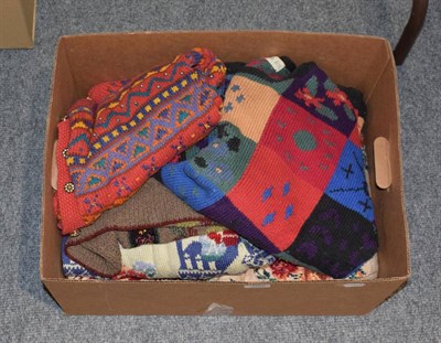 Lot 1066 - Eight assorted 1980s hand knits - mainly cotton 'art' cardigans and waistcoats labelled Rowan,...
