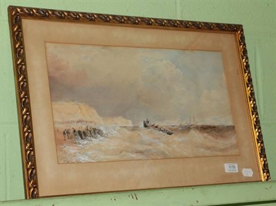 Lot 1179 - Edward Tucker (1825-1909) Returning to shore, signed watercolour, 27cm by 47.5cm