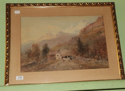 Lot 1180 - Edward Tucker (1825-1909) Continental cattle herding scene, signed watercolour, 32.5cm by 49cm
