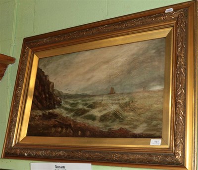 Lot 1181 - British School (20th Century) Coastal scene with boats on a shore, oil on canvas, indistinctly...