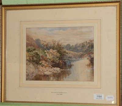 Lot 1184 - Philip Mitchell RI (1814-1896), River landscape with distant town, signed and dated 1866,...