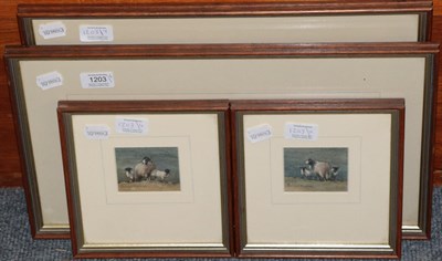 Lot 1203 - Brian Irving (1931-2012) Ewe and lambs, a pair of watercolours, signed; together with Sheep in...