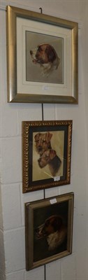 Lot 1217 - K M Parker (20th century), Portrait studies of terriers, signed and dated 1930, watercolour,...