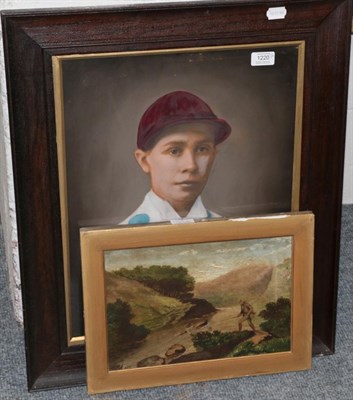 Lot 1220 - English school (19th/20th century), Portrait of a jockey, painted print, 47.5cm by 37.5cm and a...