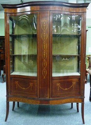 Lot 1505 - An Edwardian Mahogany, Satinwood Banded and Marquetry Display Cabinet, early 20th century, the...