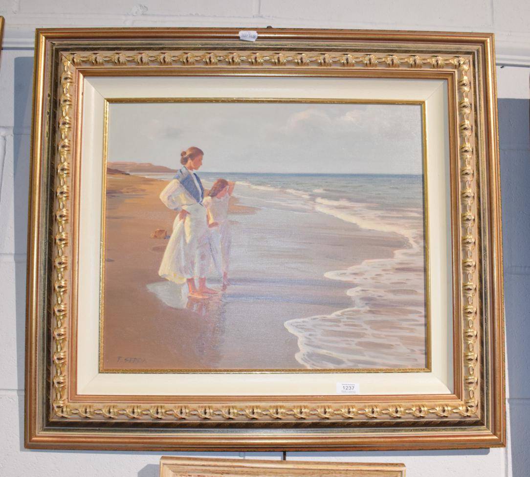 Lot 1237 - Serra Felix (b.1941), Female by the sea, oil on canvas