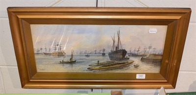 Lot 1241 - W H Vernon, a study of tall ships at harbour, signed, watercolour