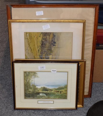 Lot 1246 - A watercolour, A rural village scene signed F E Horne; another watercolour, Beach scene with...