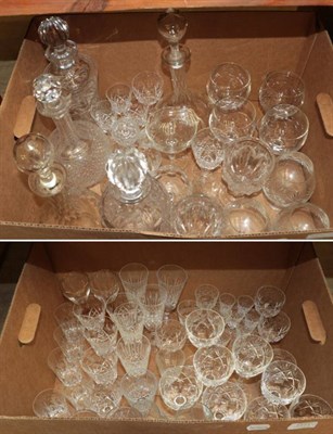 Lot 1271 - A quantity of drinking glasses and decanters including a pair of waisted cut glass decanters...
