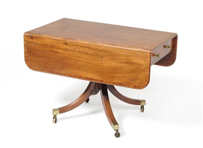 Lot 1510 - A Late George III Mahogany and Boxwood Strung Pembroke Table, early 19th century, the...