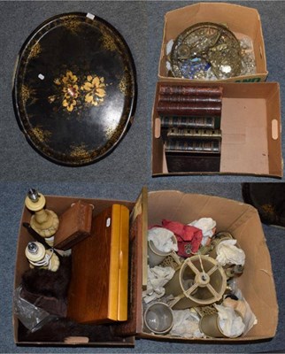 Lot 1301 - A quantity of items to include: two chandeliers, two table lamp bases, a quantity of hand...