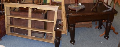 Lot 1337 - A Victorian stained wood rectangular swivel fold over table; and a pine plate rack