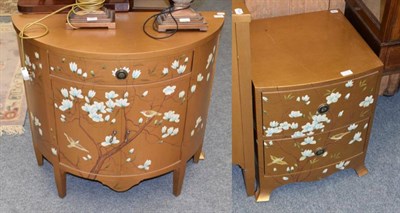 Lot 1342 - A painted D shaped cabinet and a matching bedside cabinet