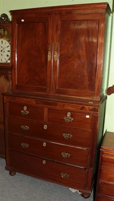 Lot 1378 - A George III mahogany four height chest of drawers, with associated cabinet