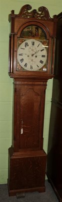 Lot 1379 - ~ An oak eight day longcase clock, signed G.Davison, Wooler, early 19th century