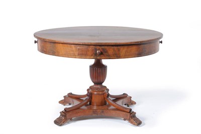 Lot 1520 - A Mahogany Oval Centre Table, late 19th century, the boxwood strung frieze with two drawers above a