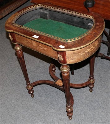 Lot 1396 - A 19th century French Kingwood and inlaid jardiniere table, with gilt mounts, raised on four fluted