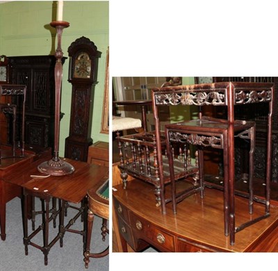 Lot 1397 - A Victorian rosewood Canterbury; together with two Chinese nest of tables; and small Victorian...