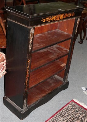 Lot 1400 - A Victorian ebonised inlaid four-tier open bookcase