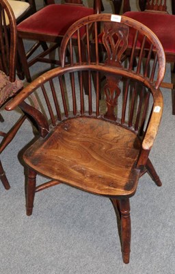 Lot 1440 - A 19th century Windsor armchair with spindle and a central splat back (a.f.)