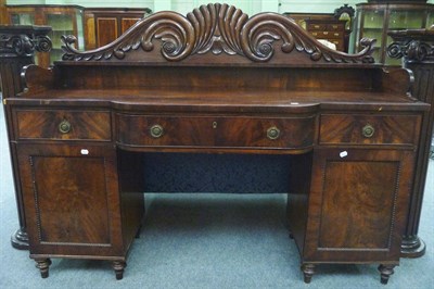 Lot 1527 - A Late Regency Mahogany Pedestal Sideboard, 2nd quarter 19th century, the scrolling acanthus...