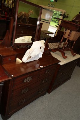 Lot 1461 - A Victorian marble top tile back washstand; and a Victorian dressing table