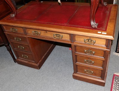 Lot 1472 - A late Victorian mahogany pedestal desk