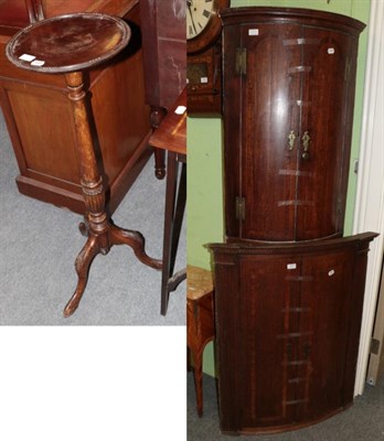 Lot 1477 - Two early 19th century corner cupboards; and a plant stand (3)