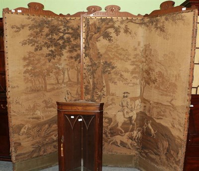 Lot 1491 - A pair of tapestry folding screens