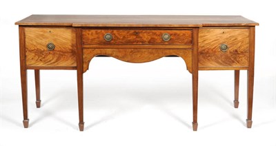 Lot 1532 - A 19th Century Mahogany Breakfront Sideboard, the herringbone inlaid top above a single frieze...