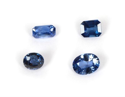 Lot 2122 - Four Loose Sapphires; two oval cuts, estimated to weigh 1.30 carat and 1.40 carat respectively; and