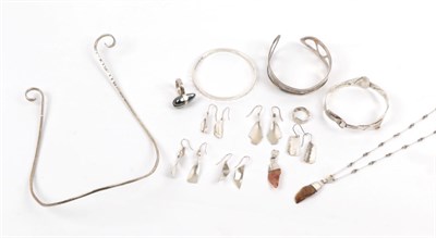 Lot 2133 - A Small Collection of Jewellery, by Vincent James Ashworth, comprising a torque necklace, three...