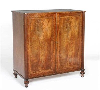 Lot 1546 - A Late George III Mahogany and Brass Strung Dwarf Linen Press, 1st quarter 19th century, the...