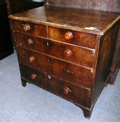 Lot 1547 - A Queen Anne Walnut Five Drawer Chest, circa 1700, with tracery stringing and two short and...