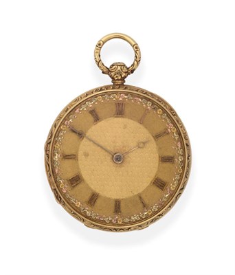 Lot 2173 - An 18ct Gold Open-Faced Pocket Watch, 1840, lever movement, gold dial with Roman numerals,...