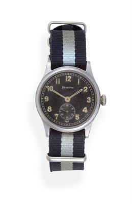 Lot 2178 - A Second World War German Military Wristwatch, signed Helvetia, circa 1943, lever movement...