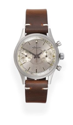 Lot 2183 - A Stainless Steel Chronograph Wristwatch, signed Felca, circa 1960, (calibre Landeron 248)...