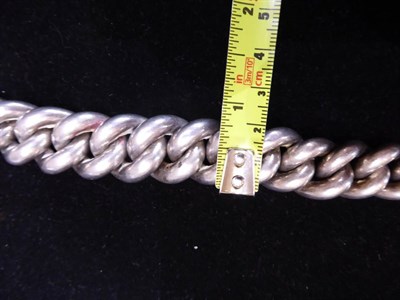Lot 2186 - An Over Sized Silver Curb Link Watch Chain, 1875, T-bar and clasp stamped with maker's mark HB...