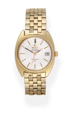 Lot 2194 - A Gold Plated Automatic Calendar Centre Seconds Wristwatch, signed Omega, Chronometer...